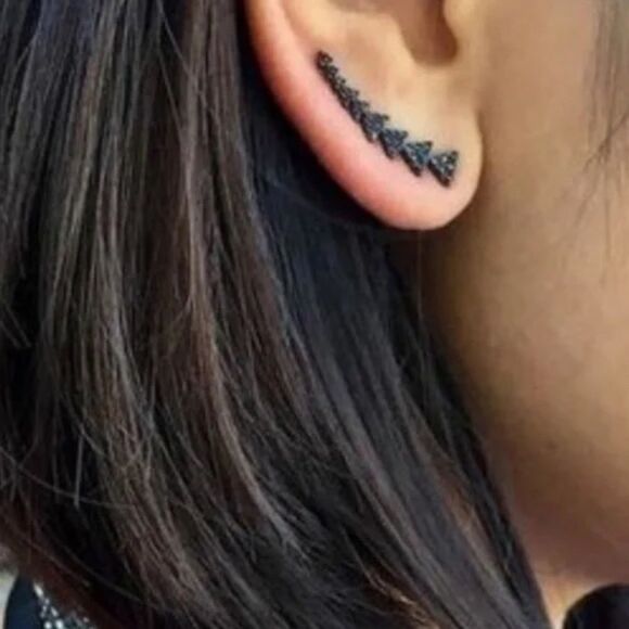 Stella & Dot Hematite Pavé Ear Climbers - Picture 6 of 11